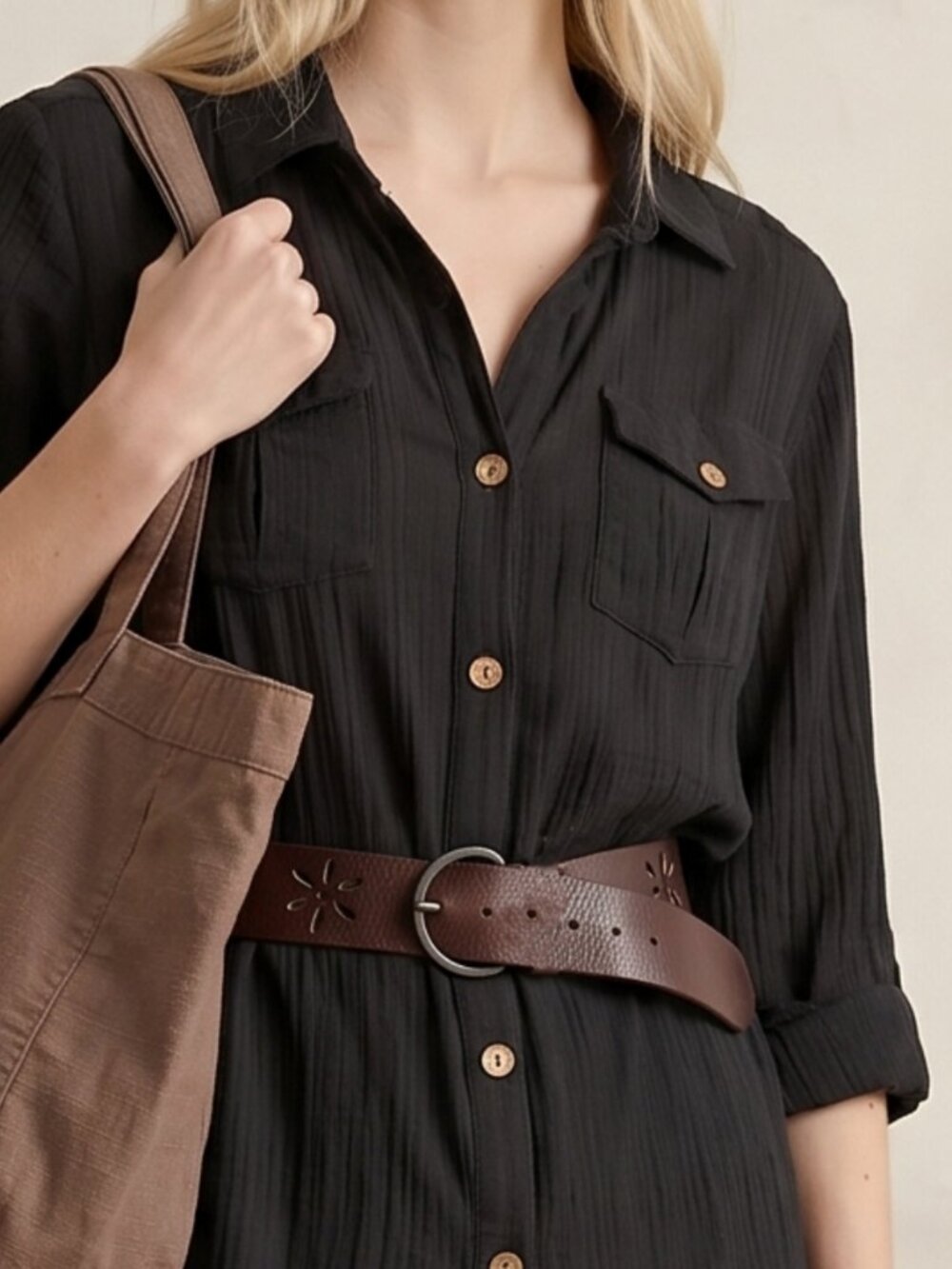American Eagle Brown Genuine Leather Wide Belt Size S